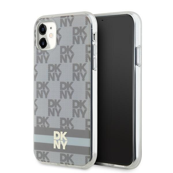 DKNY IML Checkered Mono Pattern & Printed Stripes MagSafe-fodral för iPhone 11 / Xr - beige