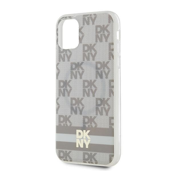 DKNY IML Checkered Mono Pattern & Printed Stripes MagSafe-etui til iPhone 11 / Xr - beige
