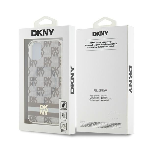 DKNY IML Checkered Mono Pattern & Printed Stripes MagSafe-etui til iPhone 11 / Xr - beige