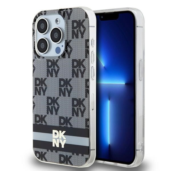 DKNY IML Checkered Mono Pattern & Printed Stripes MagSafe-fodral för iPhone 13 Pro / 13 - Svart