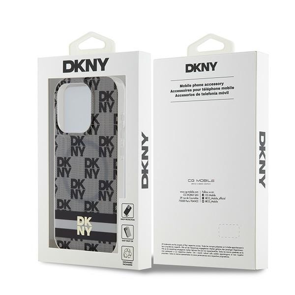 DKNY IML Checkered Mono Pattern & Printed Stripes MagSafe-etui til iPhone 13 Pro / 13 - Sort