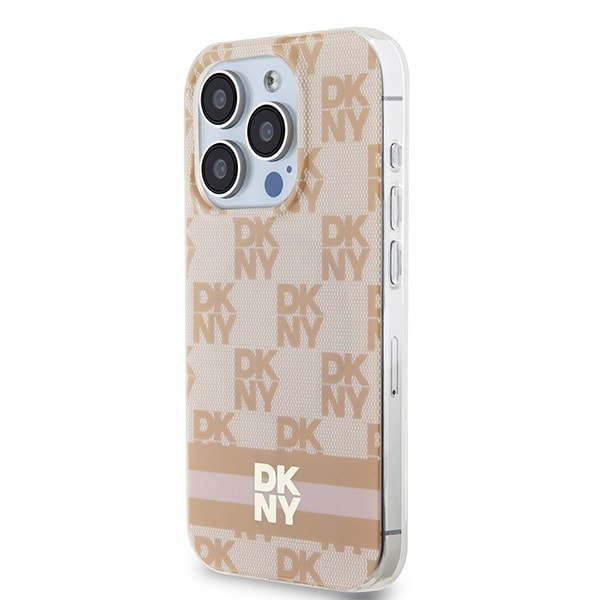 DKNY IML Checkered Mono Pattern & Printed Stripes MagSafe-etui til iPhone 13 Pro / 13 - pink