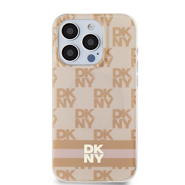 DKNY IML Checkered Mono Pattern & Printed Stripes MagSafe-etui til iPhone 13 Pro / 13 - pink