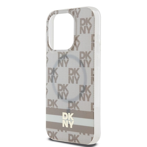 DKNY IML Checkered Mono Pattern & Printed Stripes MagSafe-etui til iPhone 13 Pro Max - beige