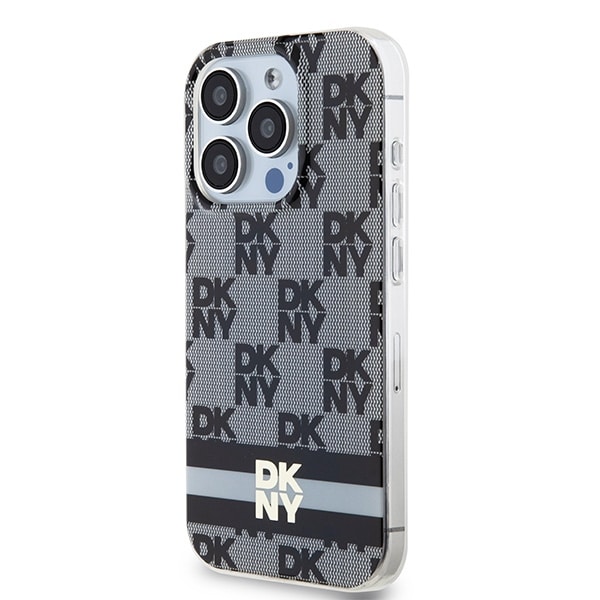 DKNY IML Checkered Mono Pattern & Printed Stripes MagSafe-etui til iPhone 13 Pro Max - Sort
