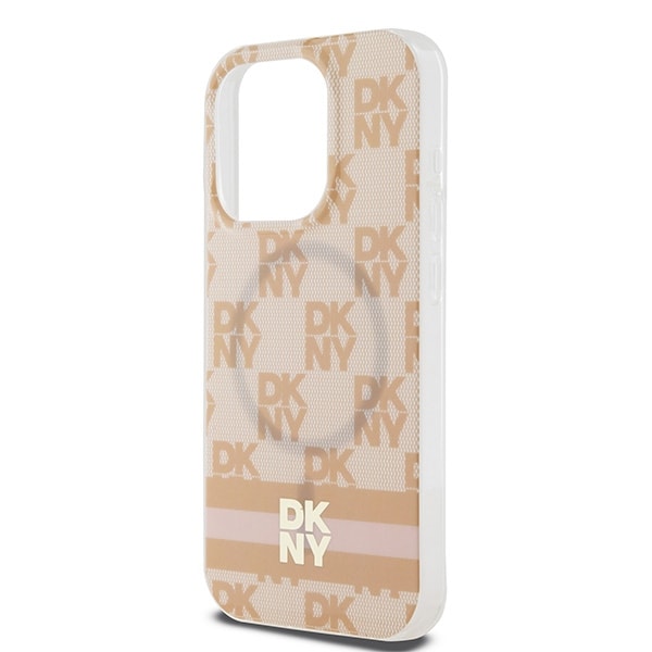 DKNY IML Checkered Mono Pattern & Printed Stripes MagSafe-fodral för iPhone 13 Pro Max - rosa