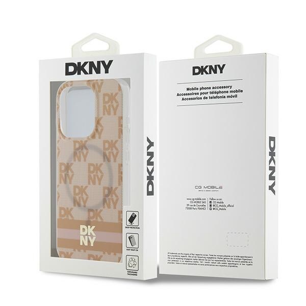 DKNY IML Checkered Mono Pattern & Printed Stripes MagSafe-fodral för iPhone 13 Pro Max - rosa