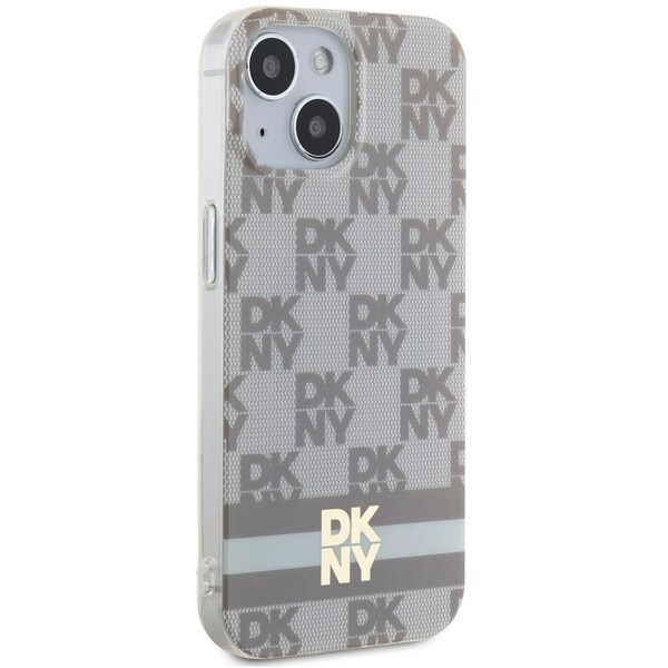 DKNY IML Checkered Mono Pattern & Printed Stripes MagSafe-fodral för iPhone 15 / 14 / 13 - beige