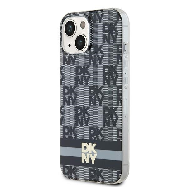 DKNY IML Rutigt monomönster och tryckta ränder MagSafe-fodral för iPhone 15/14/13 - Svart