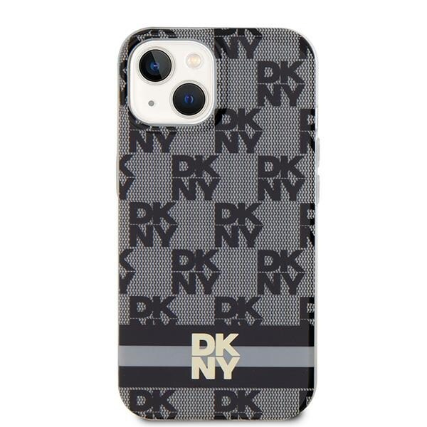 DKNY IML Rutigt monomönster och tryckta ränder MagSafe-fodral för iPhone 15/14/13 - Svart