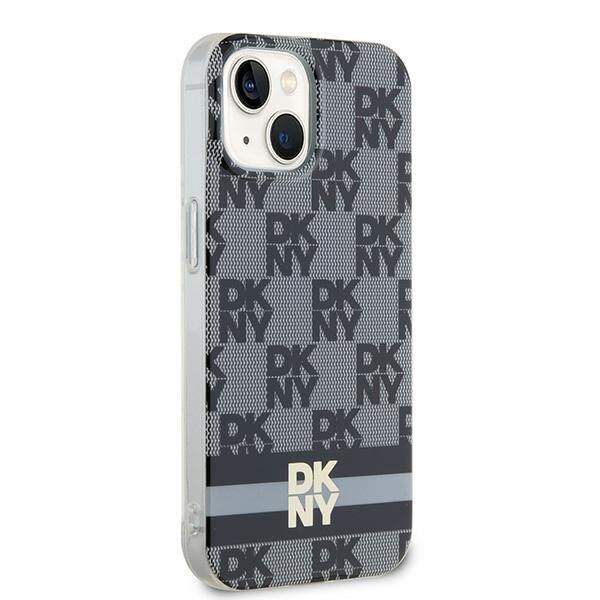 DKNY IML Rutigt monomönster och tryckta ränder MagSafe-fodral för iPhone 15/14/13 - Svart