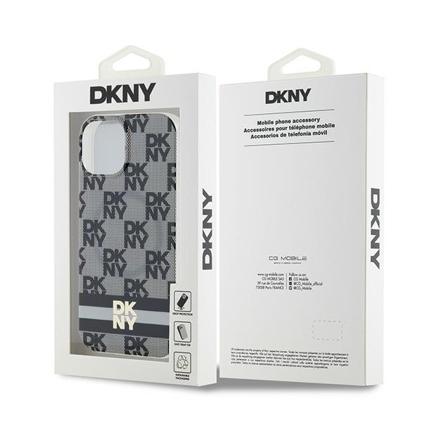 DKNY IML Rutigt monomönster och tryckta ränder MagSafe-fodral för iPhone 15/14/13 - Svart