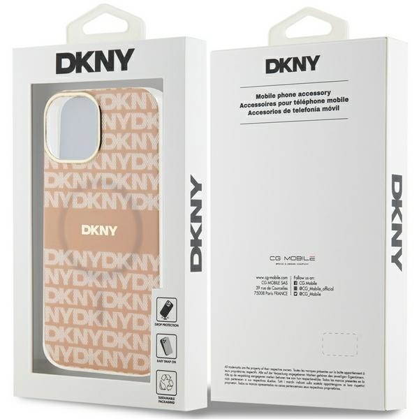 DKNY IML Mono & Stripe MagSafe-fodral för iPhone 15 / 14 / 13 - rosa