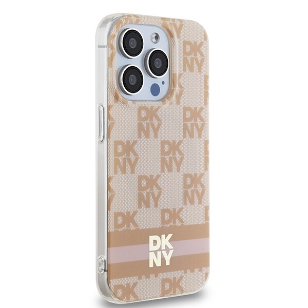 DKNY IML Checkered Mono Pattern & Printed Stripes MagSafe-etui til iPhone 15 Pro Max - pink