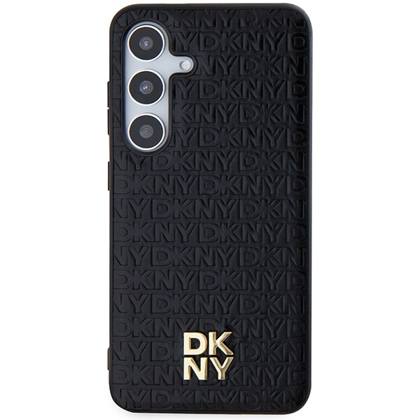 DKNY MagSafe-etui med lædermønster og metallogo til Samsung Galaxy S24+ - sort