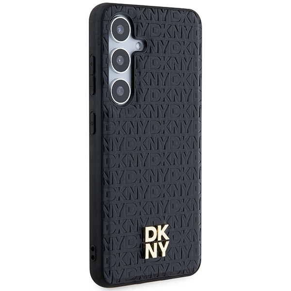 DKNY MagSafe-etui med lædermønster og metallogo til Samsung Galaxy S24+ - sort