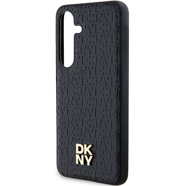 DKNY MagSafe-etui med lædermønster og metallogo til Samsung Galaxy S24+ - sort