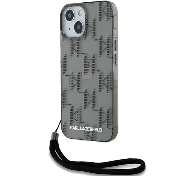 Karl Lagerfeld IML Mono KL Pattern & Cord fodral för iPhone 15 / 14 / 13 - svart