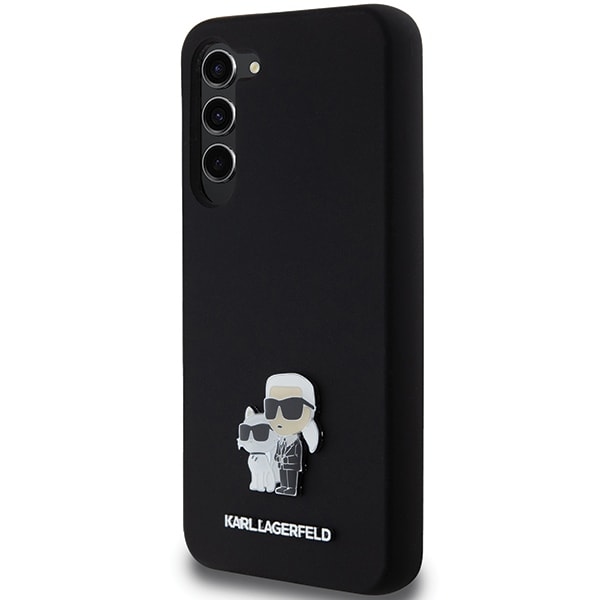 Karl Lagerfeld Silikone Karl&Choupette Metal Pin etui til Samsung Galaxy S24+ - sort