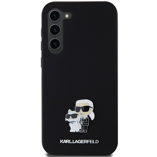 Karl Lagerfeld Silikone Karl&Choupette Metal Pin etui til Samsung Galaxy S24+ - sort