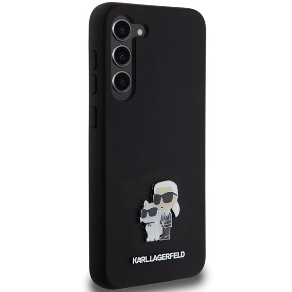 Karl Lagerfeld Silikone Karl&Choupette Metal Pin etui til Samsung Galaxy S24+ - sort