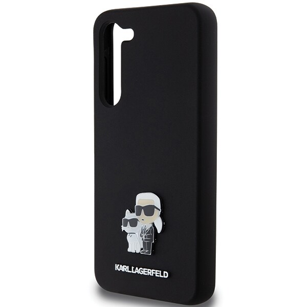 Karl Lagerfeld Silikone Karl&Choupette Metal Pin etui til Samsung Galaxy S24+ - sort