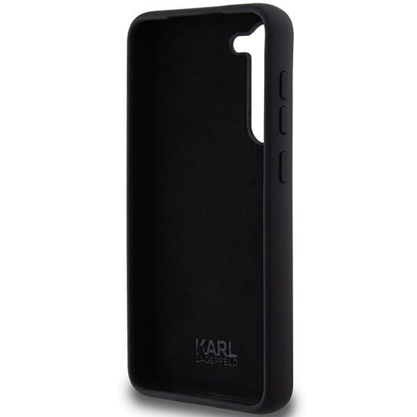 Karl Lagerfeld Silikone Karl&Choupette Metal Pin etui til Samsung Galaxy S24+ - sort