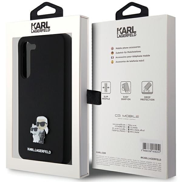 Karl Lagerfeld Silikone Karl&Choupette Metal Pin etui til Samsung Galaxy S24+ - sort