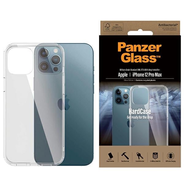 PanzerGlass ClearCase antibakteriellt fodral Military Grade för iPhone 12 Pro Max - transparent