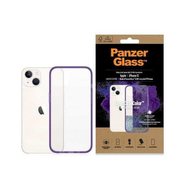 PanzerGlass ClearCase antibakteriellt fodral Military Grade för iPhone 13/14/15 - transparent lila
