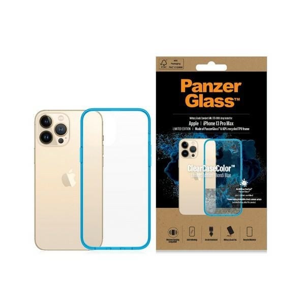 PanzerGlass ClearCase Antibakteriellt fodral för iPhone 13 Pro Max - Transparent blå