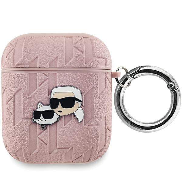Karl Lagerfeld Monogram Karl & Choupette Huvudfodral för AirPods 1 / 2 - rosa