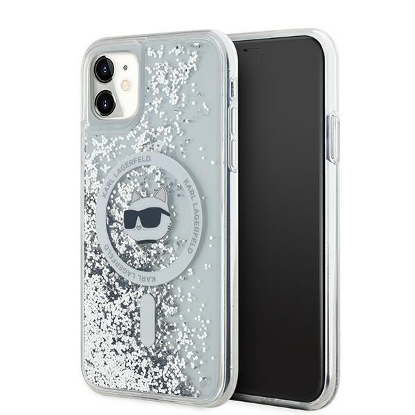 Karl Lagerfeld Liquid Glitter Choupette Head MagSafe-fodral för iPhone 11 / Xr - Transparent