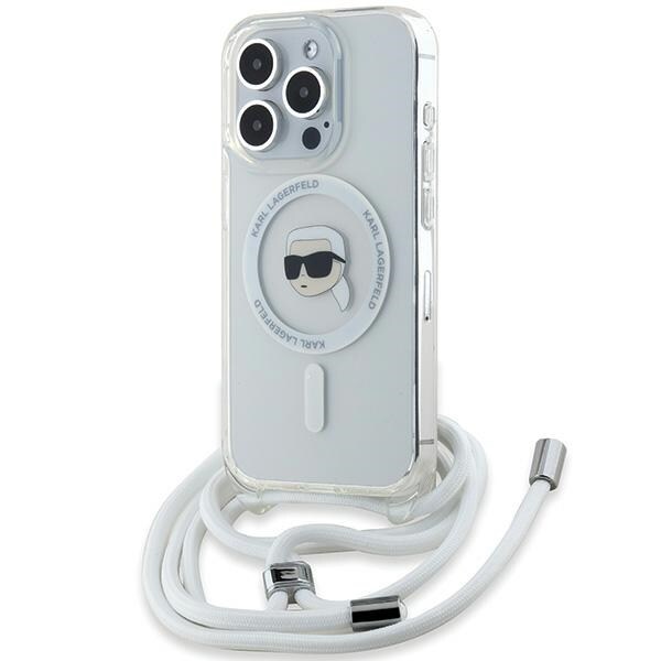 Karl Lagerfeld Crossbody IML Karl Head MagSafe-fodral för iPhone 15 Pro - transparent