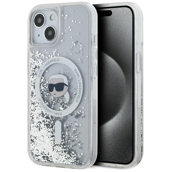 Karl Lagerfeld Liquid Glitter Karl Head MagSafe-fodral för iPhone 15 / 14 / 13 - transparent