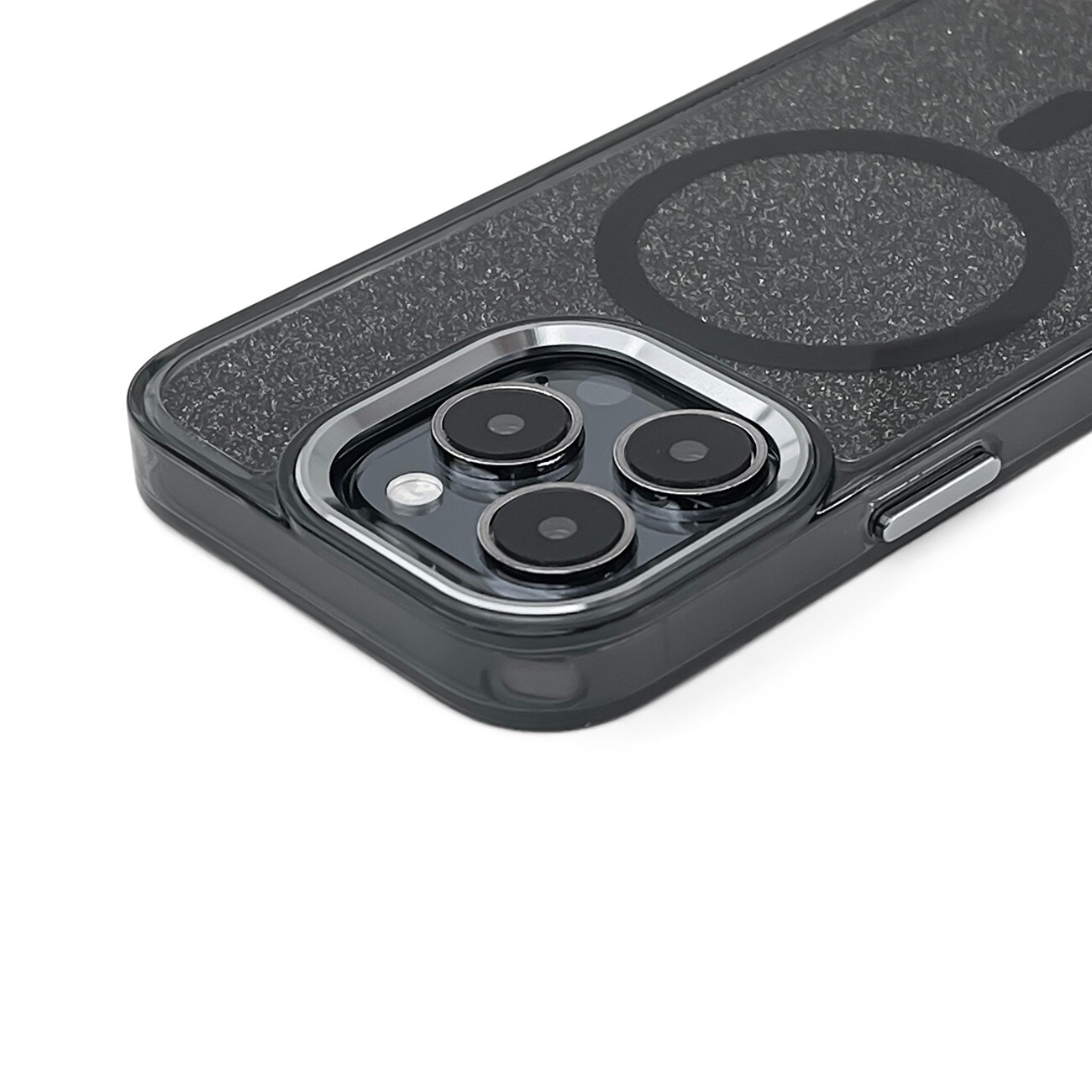 Glitteretui MagSafe til iPhone 16 Plus - sort med glitter