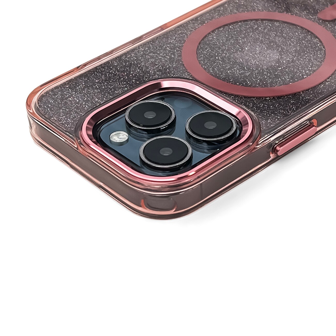 Glitteretui MagSafe til iPhone 16 - pink med glitter