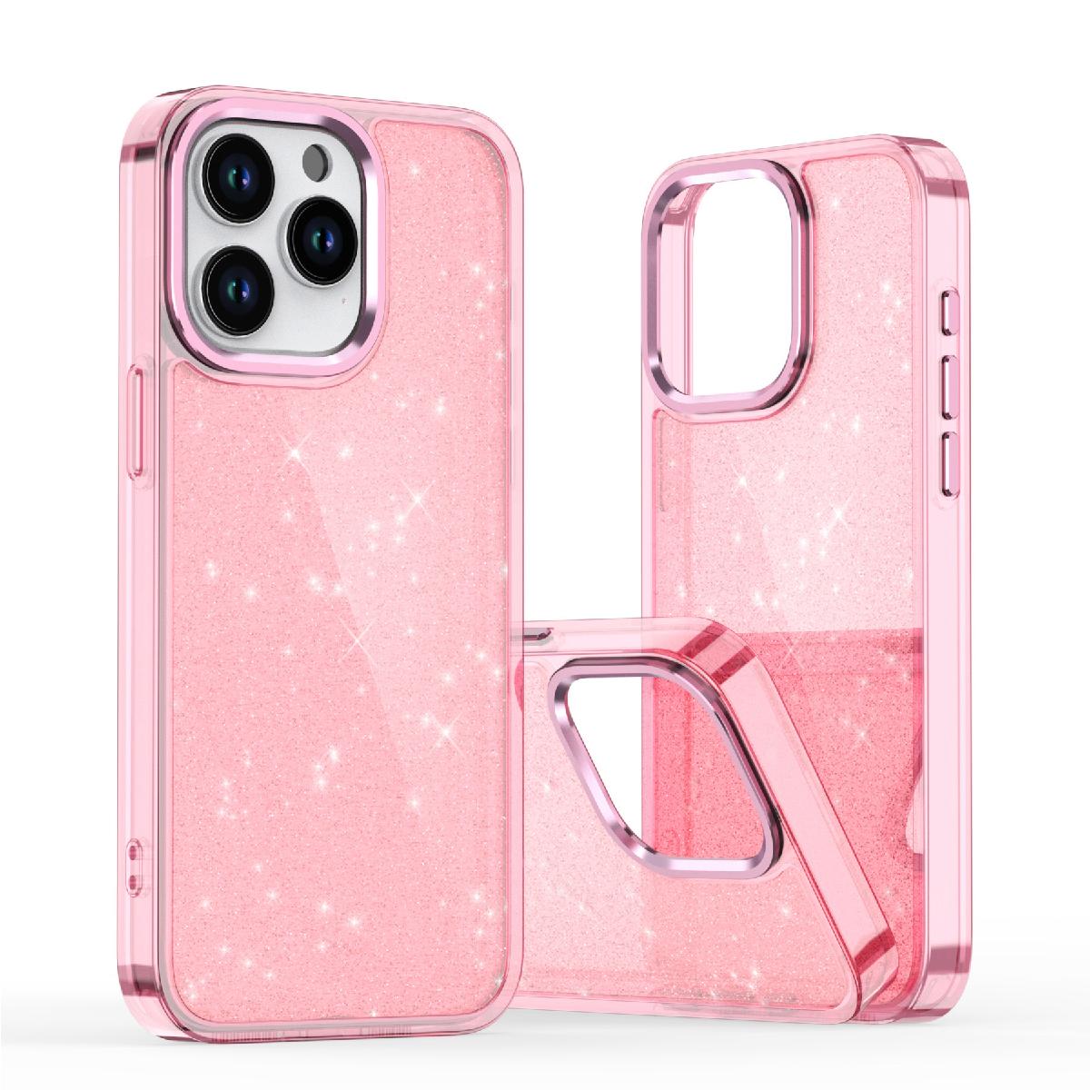 Glitterfodral för iPhone 16 Pro - rosa med glitter