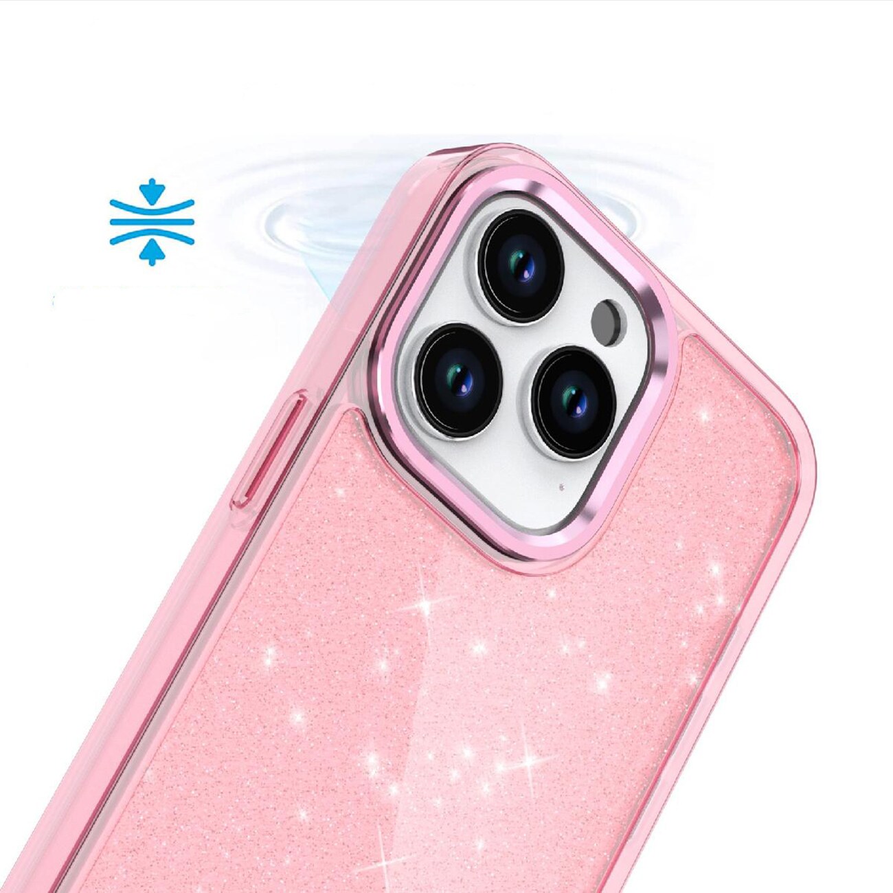 Glitteretui til iPhone 16 Pro Max - pink med glitter