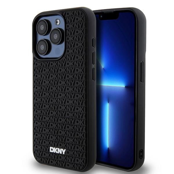 DKNY 3D Rubber Repeat Pattern fodral för iPhone 15 Pro - svart