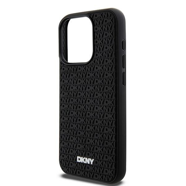 DKNY 3D Rubber Repeat Pattern-etui til iPhone 15 Pro - sort