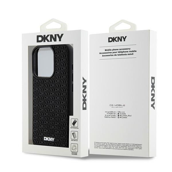 DKNY 3D Rubber Repeat Pattern-etui til iPhone 15 Pro - sort
