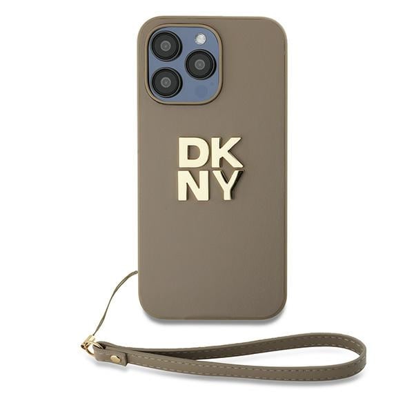 DKNY Håndledsrem Stock Logo etui til iPhone 15 Pro - beige