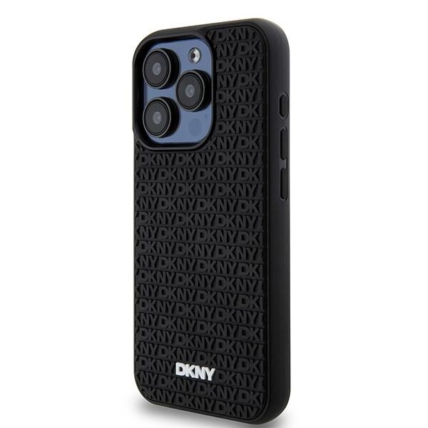 DKNY 3D Rubber Repeat Pattern-etui til iPhone 15 Pro Max - sort