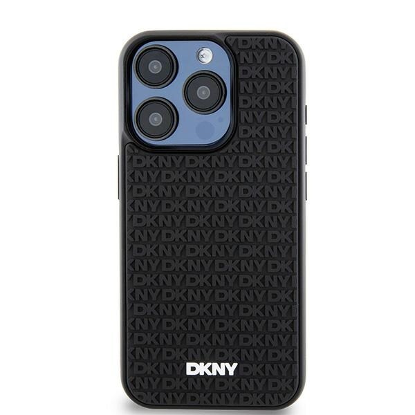 DKNY 3D Rubber Repeat Pattern-etui til iPhone 15 Pro Max - sort
