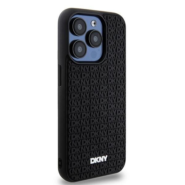 DKNY 3D Rubber Repeat Pattern-etui til iPhone 15 Pro Max - sort