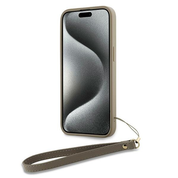 DKNY Håndledsrem Stock Logo etui til iPhone 15 Pro Max - beige