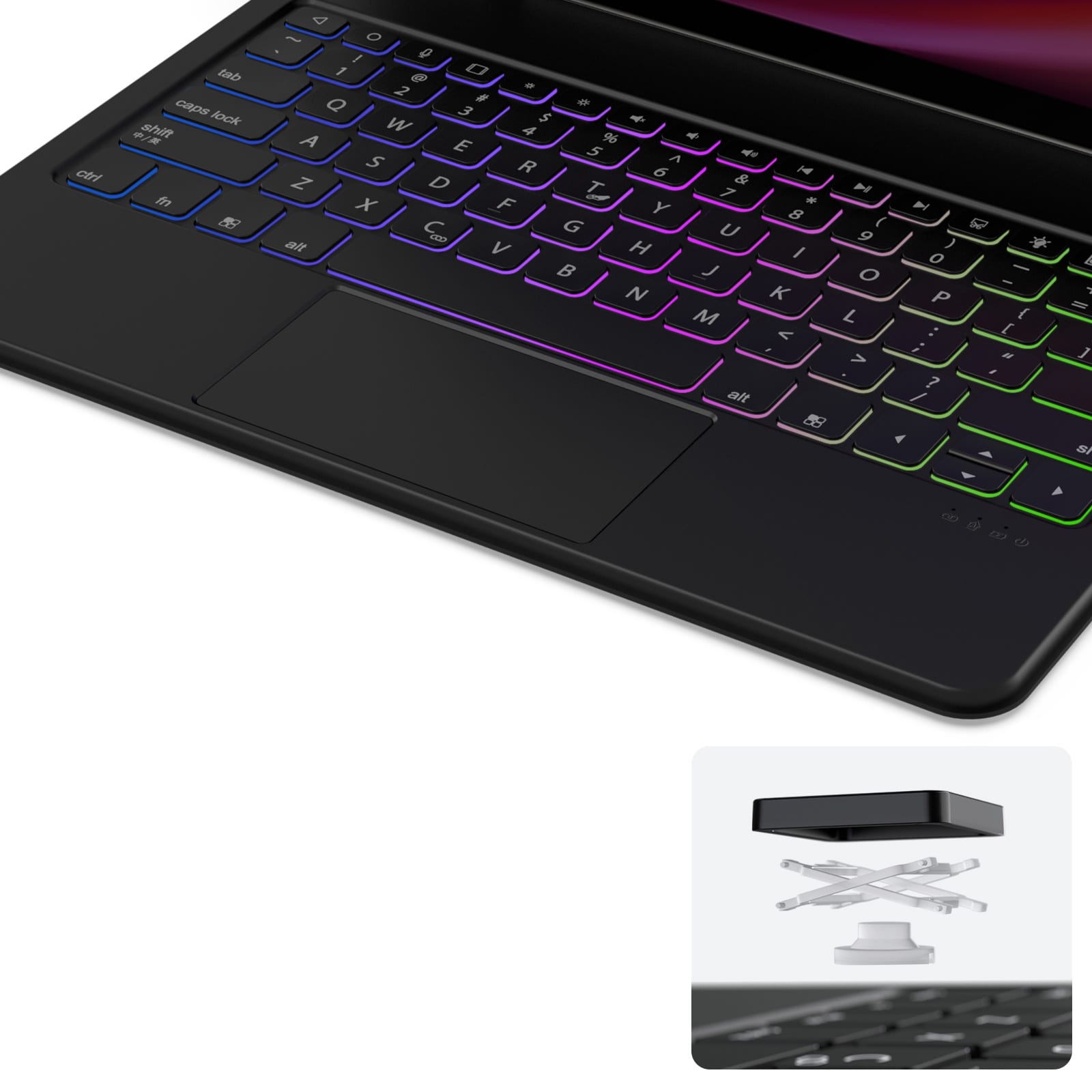 Dux Ducis MK Series Keyboard Etui med Bluetooth til Samsung Galaxy Tab S9+/S8+/S7+ - Sort