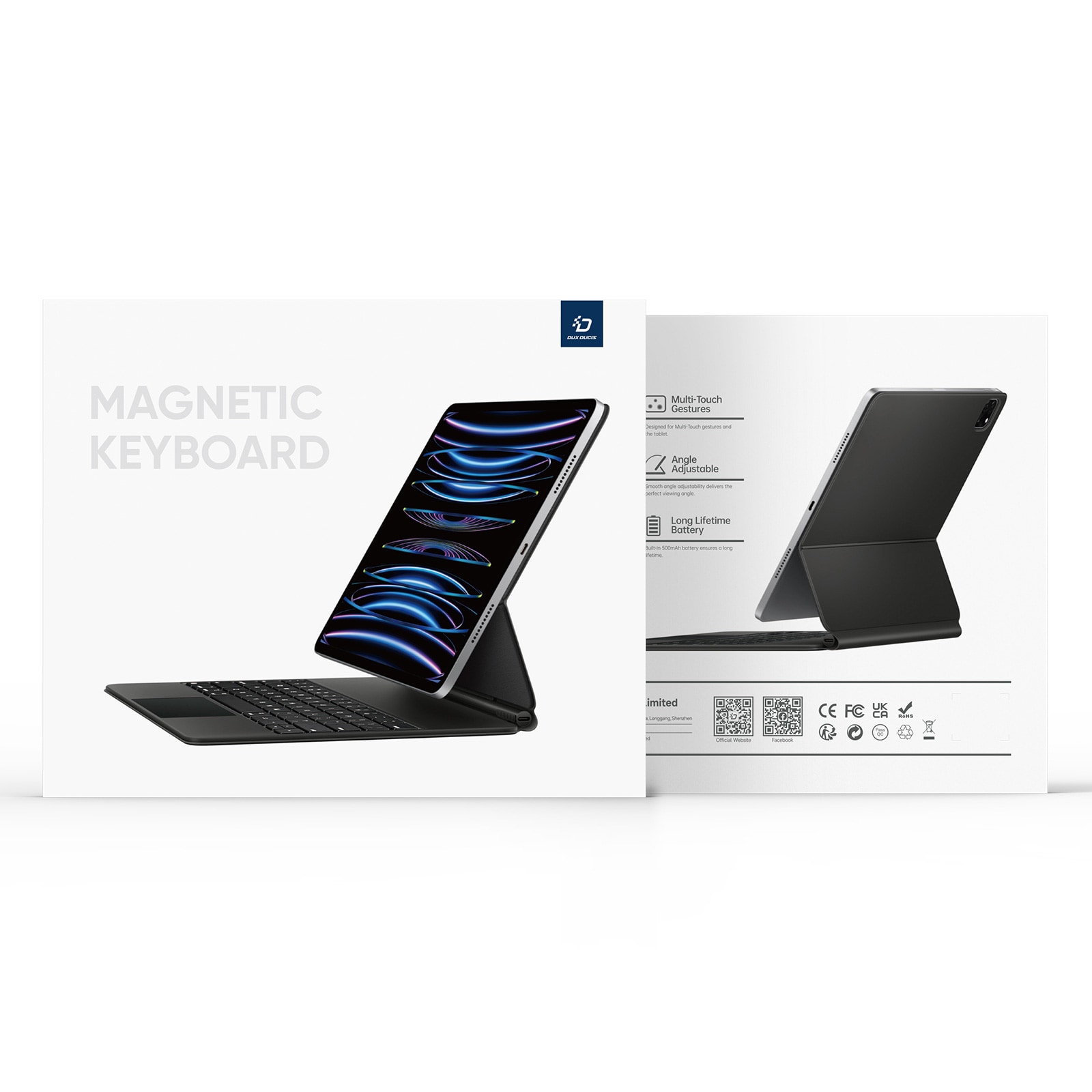 Dux Ducis MK Series Keyboard Etui med Bluetooth til Samsung Galaxy Tab S9+/S8+/S7+ - Sort