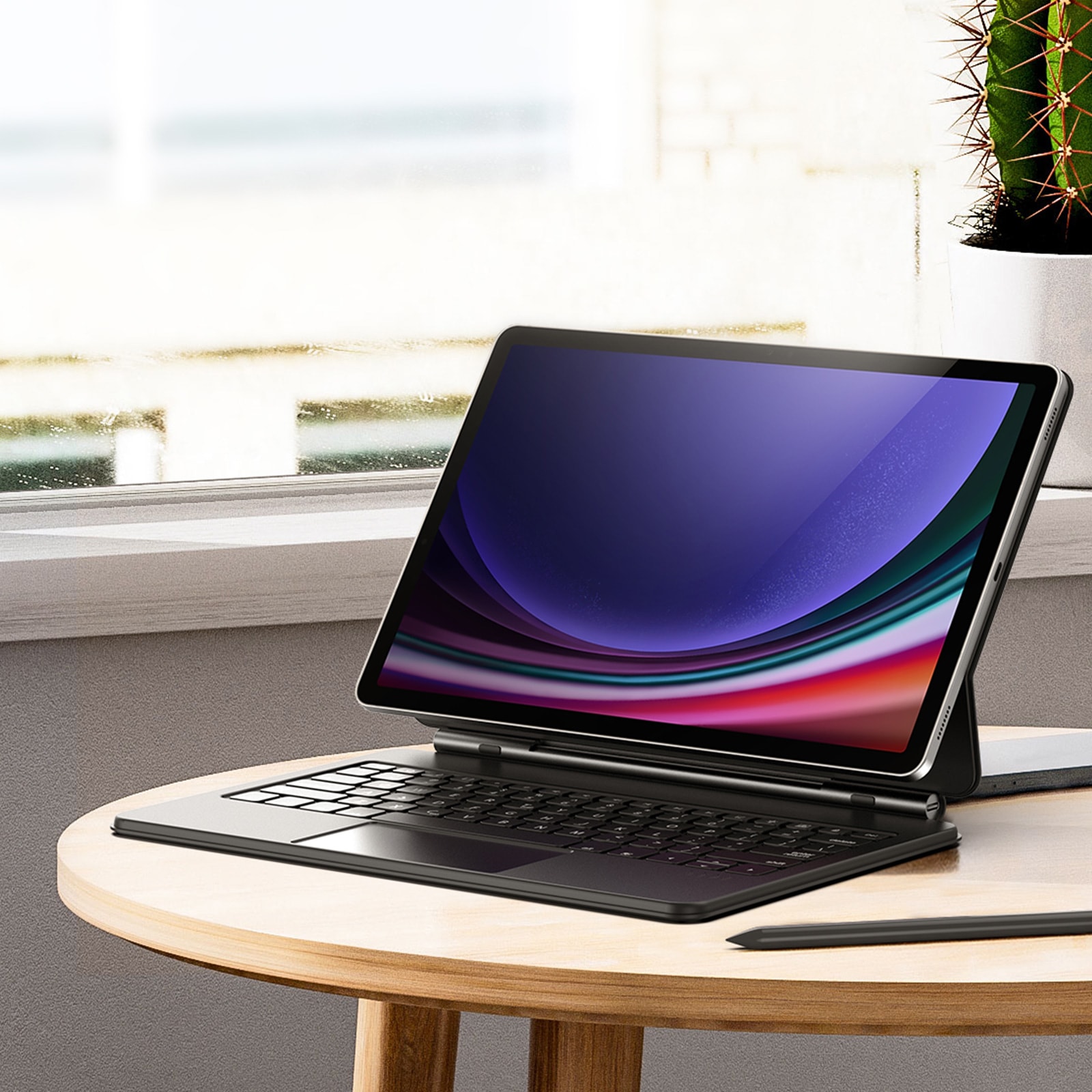 Dux Ducis MK Series Keyboard Etui med Bluetooth til Samsung Galaxy Tab S9+/S8+/S7+ - Sort